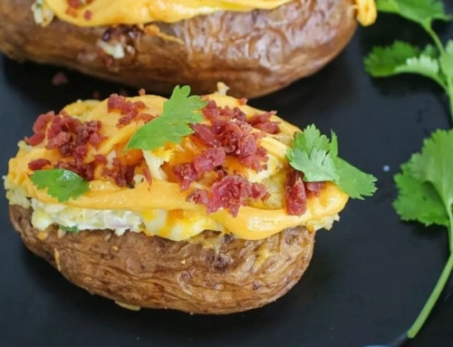 Baked potato with luncheon meat  recipe 