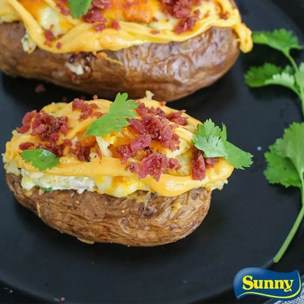 Baked Potato with luncheon Meat